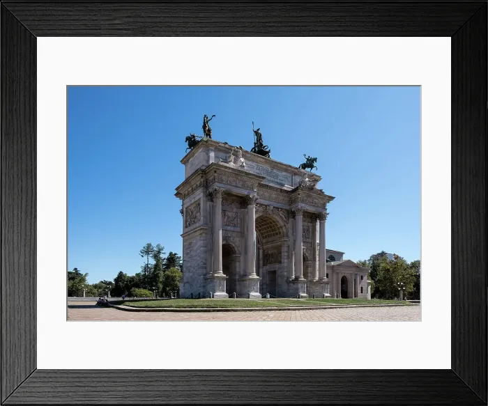 Framed Print : View of Porta Sempione (Simplon Gate) and Arco della Pace (Arch of Peace), 19th century triumphal arch with Roman roots, Milan, Lombardy, Italy, Europe Framed Print : View of Porta Sempione (Simplon Gate) and Arco della Pace (Arch of Peace), 19th century triumphal arch with Roman roots, Milan, Lombardy, Italy, Europe
