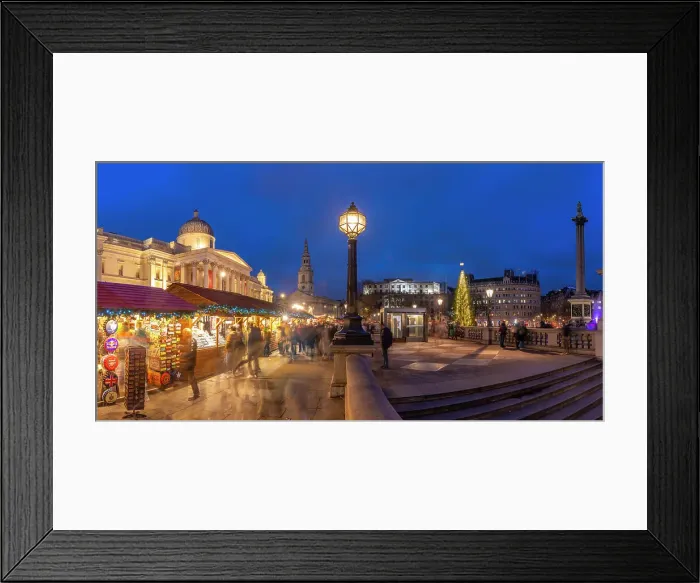 Framed Print : View of Christmas market and The National Gallery in Trafalgar Square at dusk, Westminster, London, England, United Kingdom, Europe Framed Print : View of Christmas market and The National Gallery in Trafalgar Square at dusk, Westminster, London, England, United Kingdom, Europe