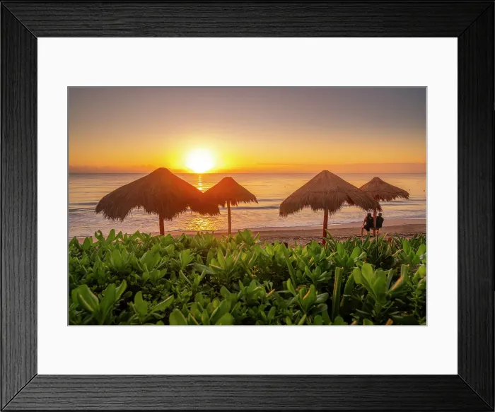 Framed Print : View of couple at sunrise and beach near Puerto Morelos, Caribbean Coast, Yucatan Peninsula, Mexico, North America Framed Print : View of couple at sunrise and beach near Puerto Morelos, Caribbean Coast, Yucatan Peninsula, Mexico, North America