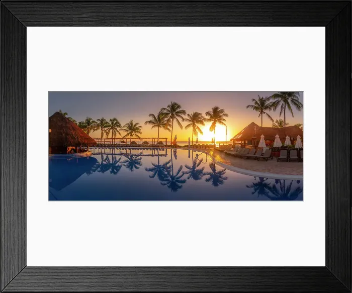 Framed Print : View of sunrise and palm tree reflections in hotel pool near Puerto Morelos, Caribbean Coast, Yucatan Peninsula, Mexico, North America Framed Print : View of sunrise and palm tree reflections in hotel pool near Puerto Morelos, Caribbean Coast, Yucatan Peninsula, Mexico, North America
