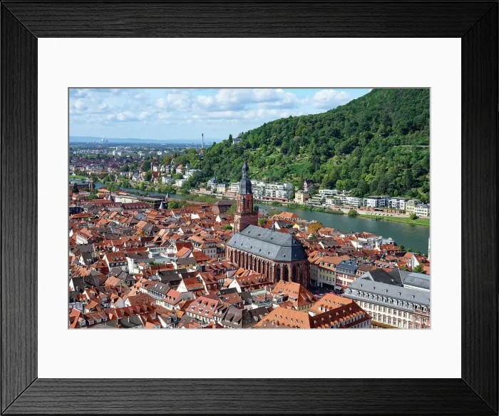 Framed Print : Heidelberg city center with the Holy Spirit Church, Heidelberg, Baden Wurttemberg, Germany, Europe Framed Print : Heidelberg city center with the Holy Spirit Church, Heidelberg, Baden Wurttemberg, Germany, Europe