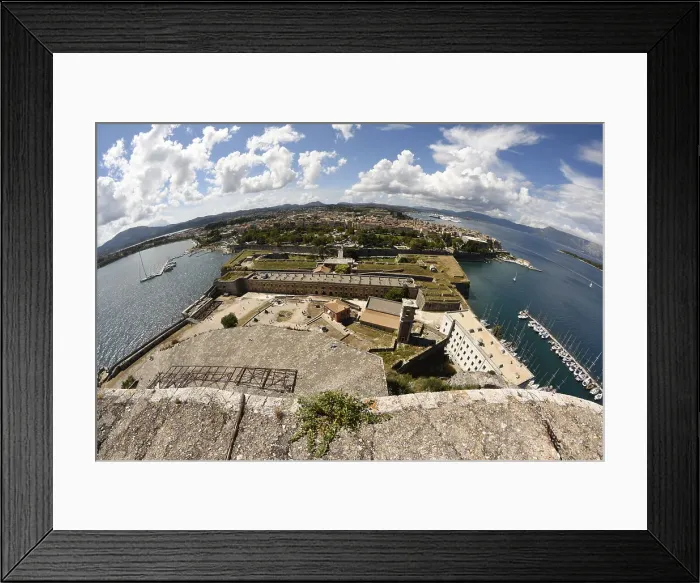 Framed Print : Elevated fish-eye view of Corfu Town, Corfu, Greek Islands, Greece, Europe Framed Print : Elevated fish-eye view of Corfu Town, Corfu, Greek Islands, Greece, Europe