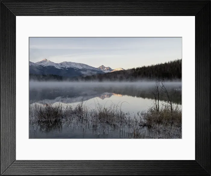 Framed Print : Mount Fitzwilliam at Pyramid Lake in Autumn with snow and morning mist, Jasper National Park, UNESCO World Heritage Site, Alberta, Canadian Rockies, Canada, North America Framed Print : Mount Fitzwilliam at Pyramid Lake in Autumn with snow and morning mist, Jasper National Park, UNESCO World Heritage Site, Alberta, Canadian Rockies, Canada, North America