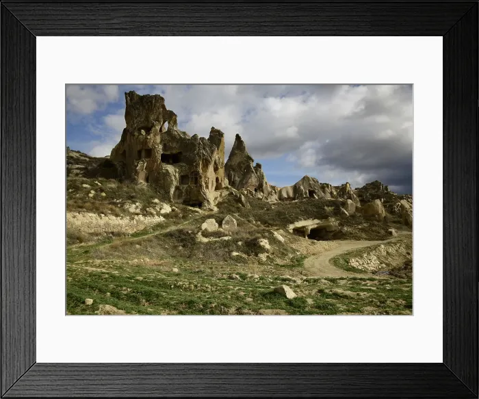 Framed Print : Rock formations and cave houses in Goreme, Cappadocia, Anatolia, Turkey, Asia Minor, Asia