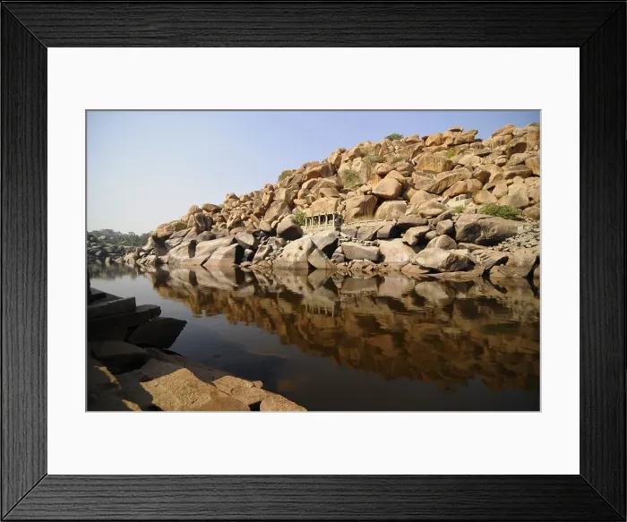 Framed Print : Tungabhadra River and rock formations, Hampi, Karnataka, India, Asia Framed Print : Tungabhadra River and rock formations, Hampi, Karnataka, India, Asia
