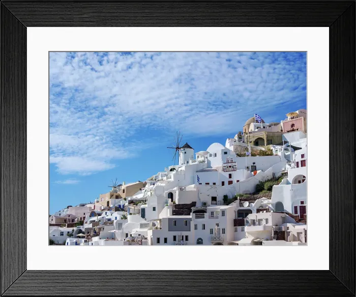 Framed Print : View towards the windmills, Oia Village, Santorini (Thira) Island, Cyclades, Greek Islands, Greece, Europe Framed Print : View towards the windmills, Oia Village, Santorini (Thira) Island, Cyclades, Greek Islands, Greece, Europe