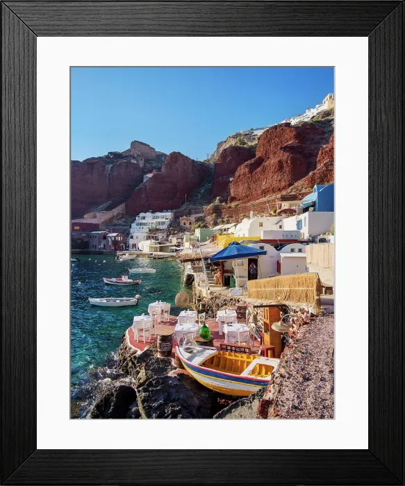 Framed Print : Taverna at Ammoudi Bay, Oia Village, Santorini (Thira) Island, Cyclades, Greek Islands, Greece, Europe Framed Print : Taverna at Ammoudi Bay, Oia Village, Santorini (Thira) Island, Cyclades, Greek Islands, Greece, Europe