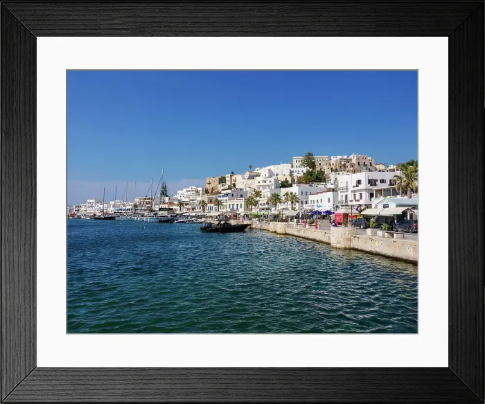 Framed Print : Waterfront of Chora, Naxos City, Naxos Island, Cyclades, Greek Islands, Greece, Europe