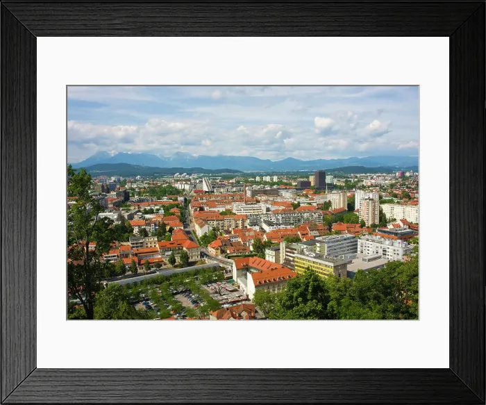 Framed Print : An aerial view of the city from Castle Hill, Ljubljana, Slovenia, Europe Framed Print : An aerial view of the city from Castle Hill, Ljubljana, Slovenia, Europe