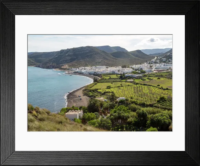 Framed Print : Landscape view of coastline and village of Las Negras, Cabo de Gata natural park, Almeria, Spain, Europe Framed Print : Landscape view of coastline and village of Las Negras, Cabo de Gata natural park, Almeria, Spain, Europe
