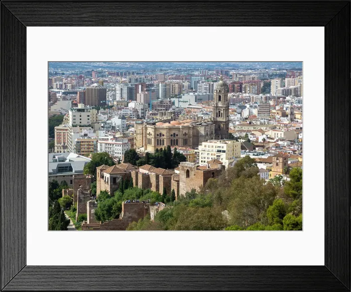 Framed Print : Cityscape view over city centre high density buildings with cathedral church in centre, Malaga, Andalusia, Spain, Europe Framed Print : Cityscape view over city centre high density buildings with cathedral church in centre, Malaga, Andalusia, Spain, Europe