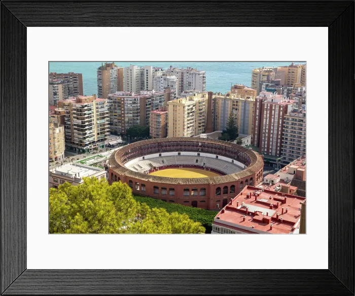 Framed Print : Historic bullring in city of Malaga surrounded by high rise apartments, Malaga, Andalusia, Spain, Europe Framed Print : Historic bullring in city of Malaga surrounded by high rise apartments, Malaga, Andalusia, Spain, Europe