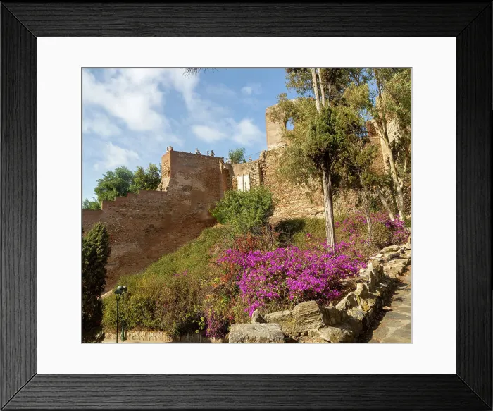 Framed Print : Historic walled defences to Moorish citadel fortress palace of the Alcazaba, Malaga, Andalusia, Spain, Europe Framed Print : Historic walled defences to Moorish citadel fortress palace of the Alcazaba, Malaga, Andalusia, Spain, Europe