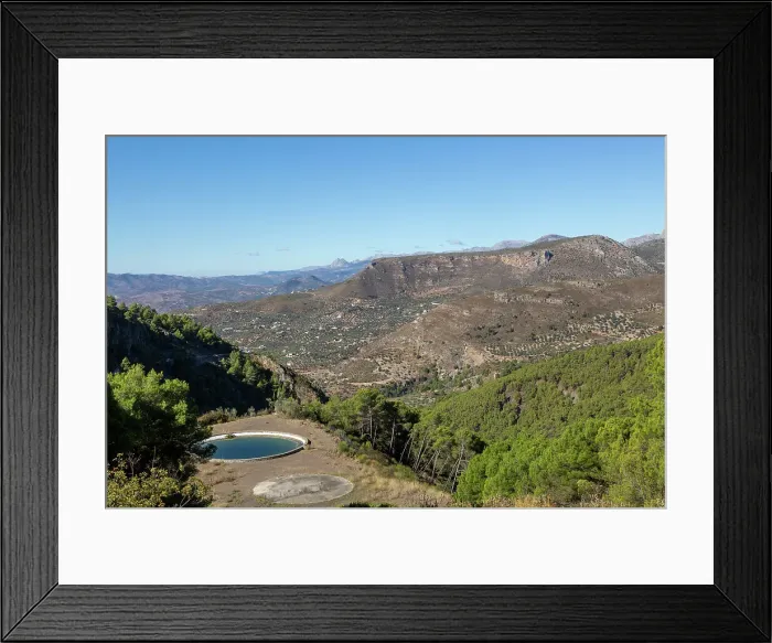 Framed Print : View west from Area Recreativa El Alcazar, Sierra Tejeda Natural Park, Alcaucin, Axarquia, Andalusia, Spain, Europe Framed Print : View west from Area Recreativa El Alcazar, Sierra Tejeda Natural Park, Alcaucin, Axarquia, Andalusia, Spain, Europe