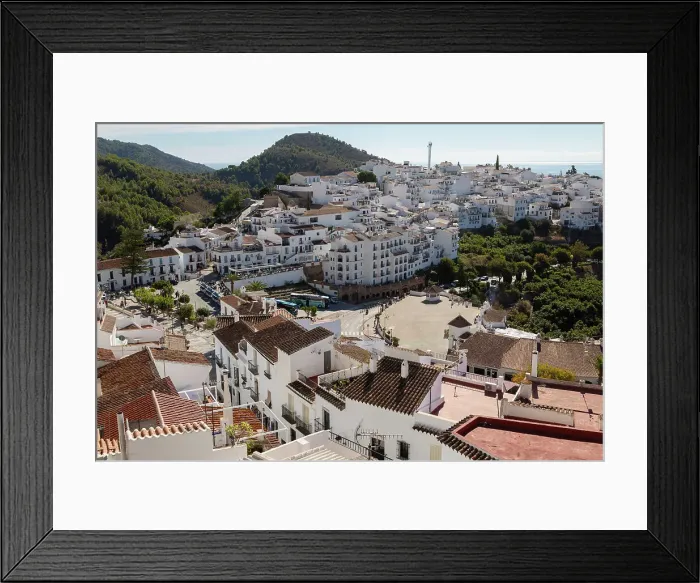 Framed Print : Traditional pueblo blanco whitewashed houses in village of Frigiliana, Axarquia, Andalusia, Spain, Europe Framed Print : Traditional pueblo blanco whitewashed houses in village of Frigiliana, Axarquia, Andalusia, Spain, Europe