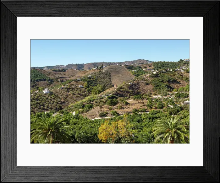 Framed Print : Landscape view of scenery of hillsides with farms and farmhouses, Frigiliana, Axarquia, Andalusia, Spain, Europe Framed Print : Landscape view of scenery of hillsides with farms and farmhouses, Frigiliana, Axarquia, Andalusia, Spain, Europe