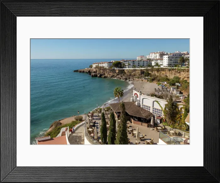 Framed Print : Playa la Caletilla sandy beach, Nerja, Andalusia, Spain, Europe