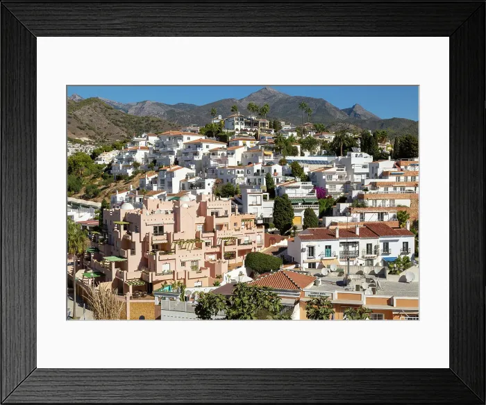 Framed Print : Villas apartments housing and tourist accommodation, Playa de Burriana, Nerja, Andalusia, Spain, Europe Framed Print : Villas apartments housing and tourist accommodation, Playa de Burriana, Nerja, Andalusia, Spain, Europe
