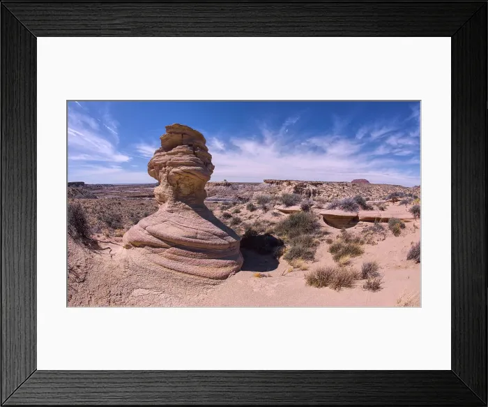 Framed Print : A hoodoo called the Zuni Warrior on the edge of a cliff near Hamilili Point, Hamilili is Zuni meaning petrified wood, Petrified Forest National Park, Arizona, United States of America, North America Framed Print : A hoodoo called the Zuni Warrior on the edge of a cliff near Hamilili Point, Hamilili is Zuni meaning petrified wood, Petrified Forest National Park, Arizona, United States of America, North America