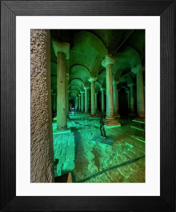 Framed Print : Basilica Cistern with green illumination, Istanbul, Turkey, Europe Framed Print : Basilica Cistern with green illumination, Istanbul, Turkey, Europe