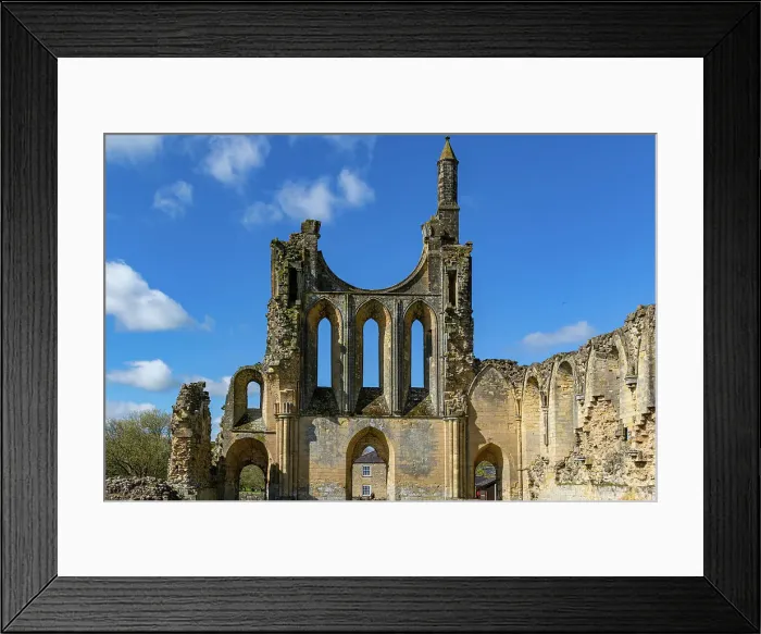 Framed Print : Ancient ruins of a Gothic abbey under a clear blue sky at Byland Abbey, North Yorkshire, England, United Kingdom, Europe Framed Print : Ancient ruins of a Gothic abbey under a clear blue sky at Byland Abbey, North Yorkshire, England, United Kingdom, Europe