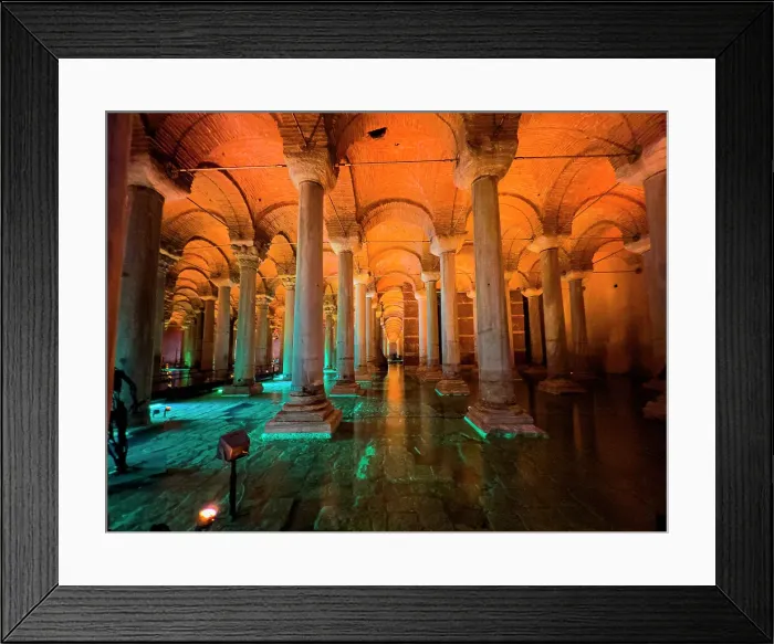 Framed Print : Basilica Cistern with an orange illumination, Istanbul, Turkey, Europe Framed Print : Basilica Cistern with an orange illumination, Istanbul, Turkey, Europe