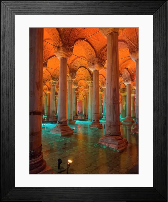 Framed Print : Basilica Cistern with an orange illumination. Istanbul, Turkey, Europe Framed Print : Basilica Cistern with an orange illumination. Istanbul, Turkey, Europe