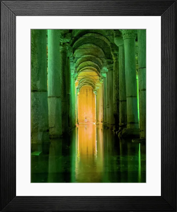 Framed Print : Basilica Cistern with green illumination, Istanbul, Turkey, Europe Framed Print : Basilica Cistern with green illumination, Istanbul, Turkey, Europe