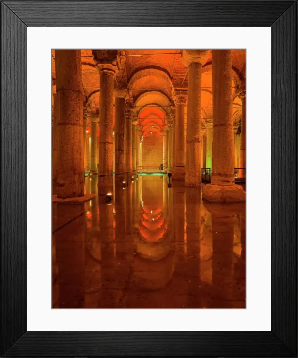 Framed Print : Basilica Cistern with an orange illumination, Istanbul, Turkey, Europe Framed Print : Basilica Cistern with an orange illumination, Istanbul, Turkey, Europe