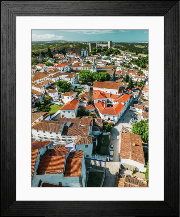 Framed Print : Aerial drone view of Obidos, a town in the Oeste region, historical province of Estremadura and Leiria district, Portugal, Europe Framed Print : Aerial drone view of Obidos, a town in the Oeste region, historical province of Estremadura and Leiria district, Portugal, Europe