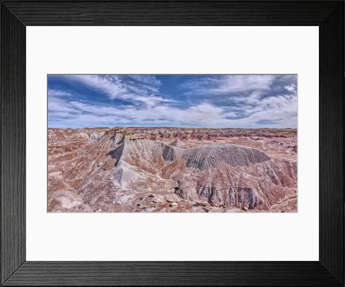 Framed Print : A ridge of gray bentonite viewed from a nearby flat top mesa on the south end of Petrified Forest National Park, Arizona, United States of America, North America Framed Print : A ridge of gray bentonite viewed from a nearby flat top mesa on the south end of Petrified Forest National Park, Arizona, United States of America, North America