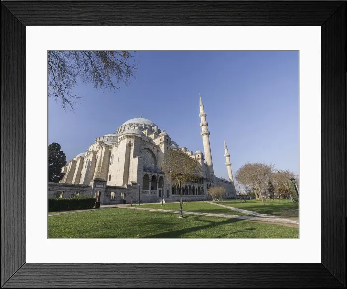Framed Print : The park of Suleymaniye Mosque, UNESCO World Heritage Site, on a sunny day with a clear blue sky, Istanbul, Turkey, Europe Framed Print : The park of Suleymaniye Mosque, UNESCO World Heritage Site, on a sunny day with a clear blue sky, Istanbul, Turkey, Europe