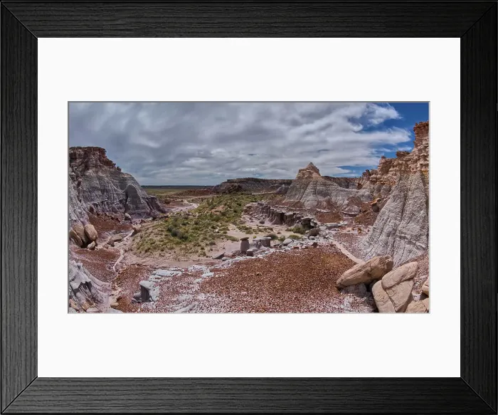 Framed Print : A valley below the east cliffs of Blue Mesa in Petrified Forest National Park, Arizona, United States of America, North America Framed Print : A valley below the east cliffs of Blue Mesa in Petrified Forest National Park, Arizona, United States of America, North America