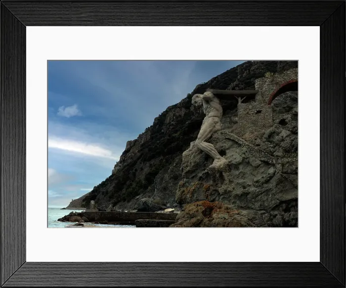 Framed Print : Il Gigante, a stone sculpture representing Neptune, Roman god of the sea, at the end of Fegina Beach, Monterosso al Mare, Cinque Terre, UNESCO World Heritage Site, Liguria, Italy, Europe Framed Print : Il Gigante, a stone sculpture representing Neptune, Roman god of the sea, at the end of Fegina Beach, Monterosso al Mare, Cinque Terre, UNESCO World Heritage Site, Liguria, Italy, Europe