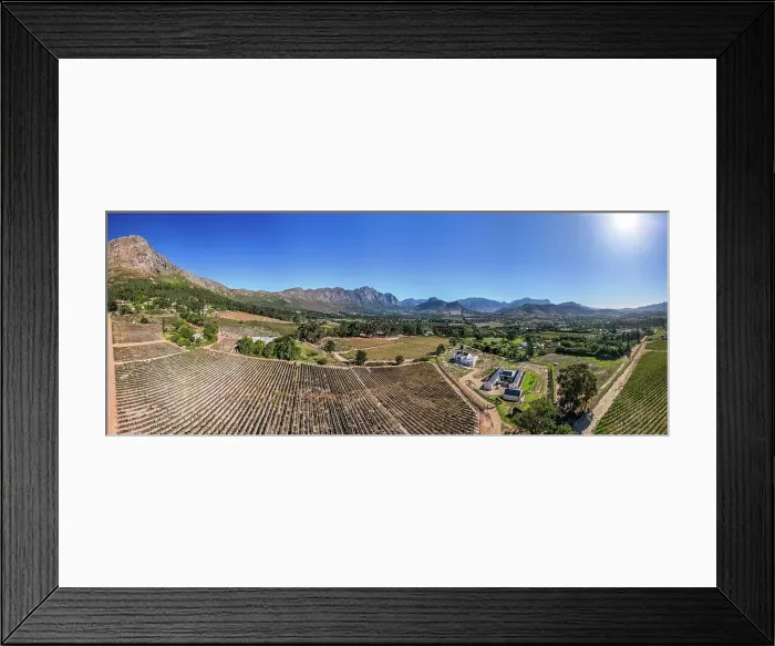 Framed Print : Trails through flowers and wildlife at Mont Rochelle Nature Reserve with views over Franschhoek Valley and Franschhoek, a town with centuries-old vineyards and Cape Dutch architecture, Franschhoek, Western Cape, South Africa, Africa