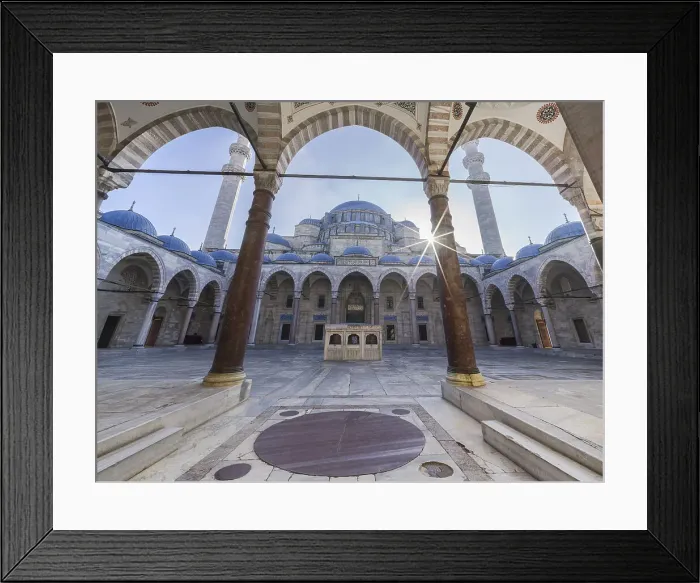 Framed Print : Suleymaniye Camii Mosque inner square and portico in the early morning, UNESCO World Heritage Site, Istanbul, Turkey, Europe Framed Print : Suleymaniye Camii Mosque inner square and portico in the early morning, UNESCO World Heritage Site, Istanbul, Turkey, Europe