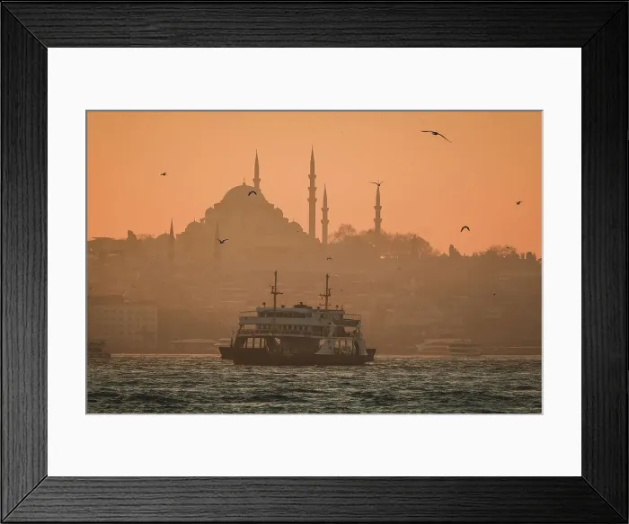 Framed Print : A boat in the Bosphorus and Suleymaniye Camii Mosque, Istanbul, Turkey, Europe Framed Print : A boat in the Bosphorus and Suleymaniye Camii Mosque, Istanbul, Turkey, Europe