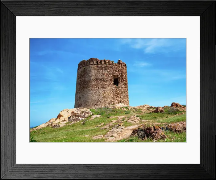 Framed Print : Isola Rossa historic tower at sunse, Sardinia, Italy, Mediterranean, Europe