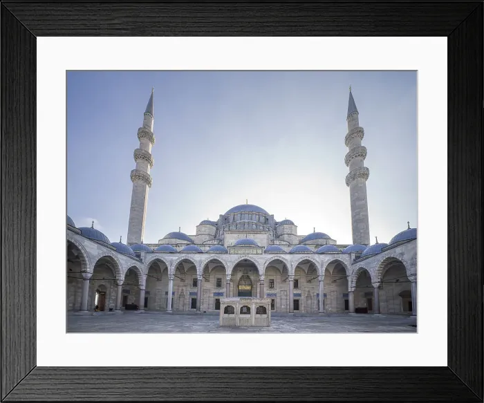 Framed Print : Suleymaniye Camii Mosque inner square with two minarets in the early morning, UNESCO World Heritage Site, Istanbul, Turkey, Europe Framed Print : Suleymaniye Camii Mosque inner square with two minarets in the early morning, UNESCO World Heritage Site, Istanbul, Turkey, Europe