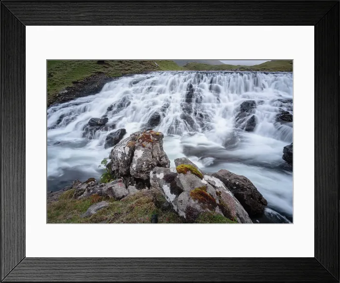 Framed Print : Reipsafossur waterfall in Vagar island, Faroe islands, Denmark, North Atlantic, Europe