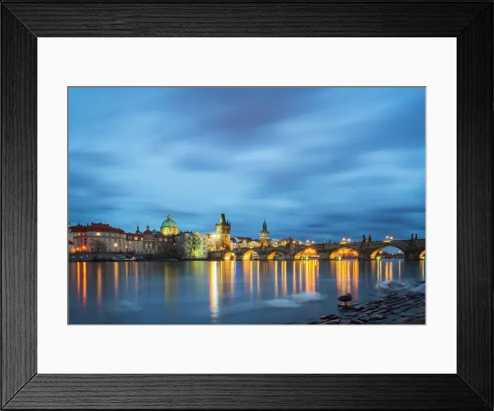 Framed Print : Charles Bridge, OId Town Bridge Tower and dome of St. Francis of Assisi Church by Vltava River at twilight, Prague, Czechia, Europe Framed Print : Charles Bridge, OId Town Bridge Tower and dome of St. Francis of Assisi Church by Vltava River at twilight, Prague, Czechia, Europe