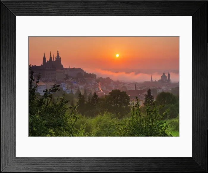 Framed Print : Prague Castle, St. Nicholas Church and gardens of Petrin Hill at sunrise, UNESCO World Heritage Site, Prague, Czechia, Europe Framed Print : Prague Castle, St. Nicholas Church and gardens of Petrin Hill at sunrise, UNESCO World Heritage Site, Prague, Czechia, Europe