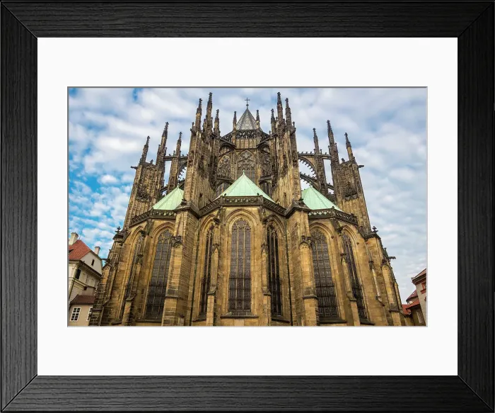 Framed Print : Low angle view of Gothic facade of St. Vitus Cathedral, Prague Castle, UNESCO World Heritage Site, Prague, Czechia, Europe Framed Print : Low angle view of Gothic facade of St. Vitus Cathedral, Prague Castle, UNESCO World Heritage Site, Prague, Czechia, Europe