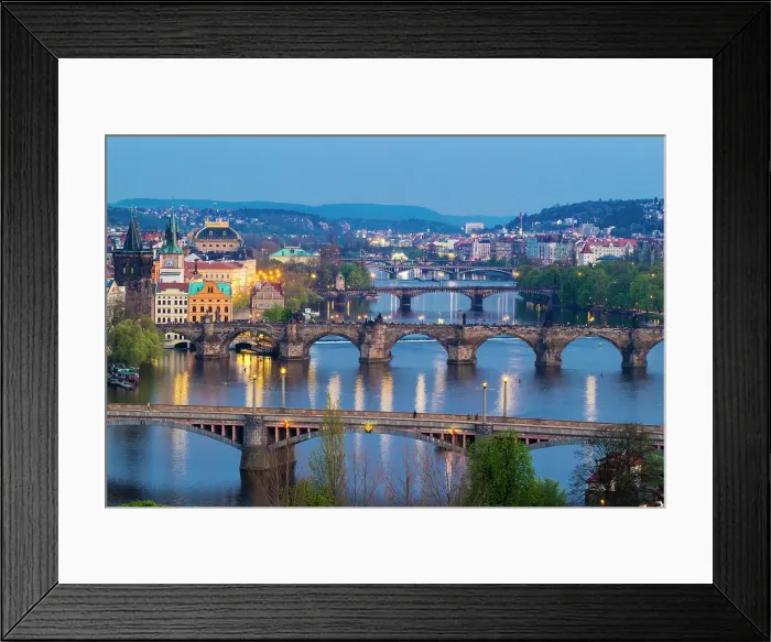 Framed Print : Bridges over Vltava River as seen from Letna Park at twilight, Prague, Czech Republic (Czechia), Eurpe Framed Print : Bridges over Vltava River as seen from Letna Park at twilight, Prague, Czech Republic (Czechia), Eurpe