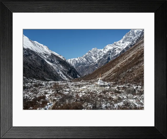 Framed Print : Lone stupa (chorten) in vast high altitude valley, Kyanjin Gompa, Langtang Valley trek, Himalayas, Nepal, Asia Framed Print : Lone stupa (chorten) in vast high altitude valley, Kyanjin Gompa, Langtang Valley trek, Himalayas, Nepal, Asia