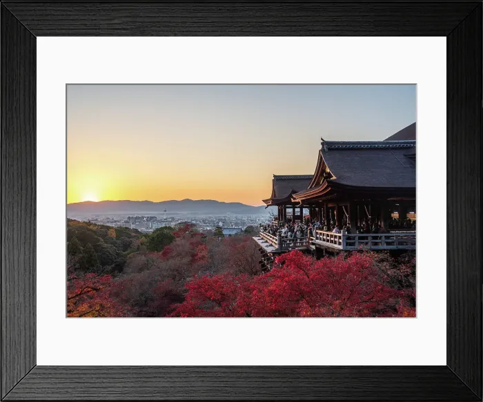 Framed Print : Kiyomizu Temple (Kiyomizu-dera) in the evening sunset and autumnal scenery with vibrant colours and skyline, UNESCO World Heritage Site, Kyoto, Honshu, Japan, Asia Framed Print : Kiyomizu Temple (Kiyomizu-dera) in the evening sunset and autumnal scenery with vibrant colours and skyline, UNESCO World Heritage Site, Kyoto, Honshu, Japan, Asia
