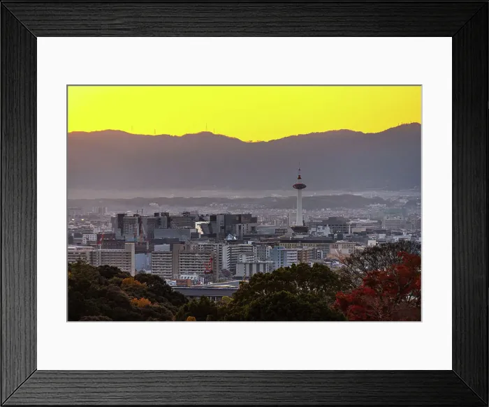 Framed Print : Kyoto skyline at sunset with a vibrant orange sky, Kyoto Tower, Kyoto, Honshu, Japan, Asia Framed Print : Kyoto skyline at sunset with a vibrant orange sky, Kyoto Tower, Kyoto, Honshu, Japan, Asia