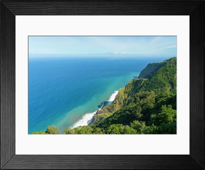 Framed Print : Elevated view of sea coast near Arco do Sao Jorge, Santana, Madeira, Portugal, Atlantic, Europe Framed Print : Elevated view of sea coast near Arco do Sao Jorge, Santana, Madeira, Portugal, Atlantic, Europe