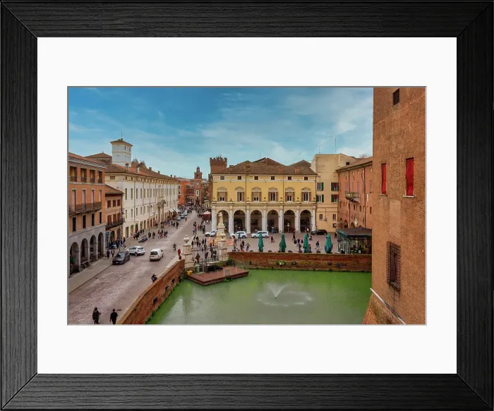 Framed Print : Piazza Savonarola and castle moat, Ferrara, Emilia Romagna, Italy, Europe Framed Print : Piazza Savonarola and castle moat, Ferrara, Emilia Romagna, Italy, Europe