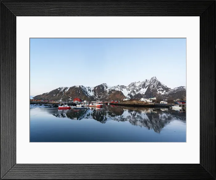 Framed Print : Calm water reflecting the Arctic landscape of the traditional fishing marina of Ballstad at dawn, Vestvagoy, Lofoten Islands, Norway, Scandinavia, Europe Framed Print : Calm water reflecting the Arctic landscape of the traditional fishing marina of Ballstad at dawn, Vestvagoy, Lofoten Islands, Norway, Scandinavia, Europe
